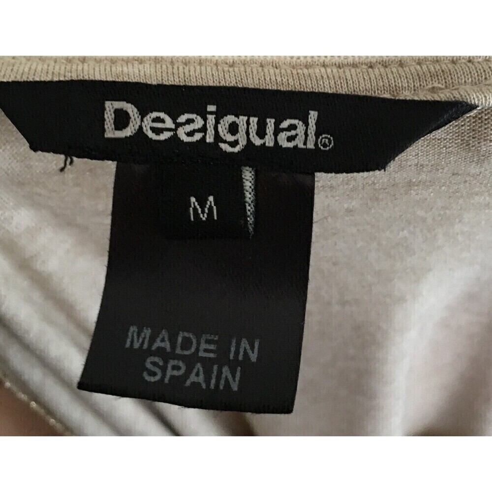Desigual Top Women's Size Medium Beige Multi Color Floral Mixed Media - Picture 7 of 7